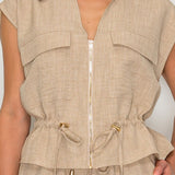 Utility Zip-Front Top & Wide-Leg Set