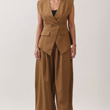 Pleated Wide-Leg Tailored Pants (PANTS ONLY)