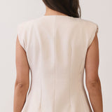 Double-Breasted Tailored V-Neck Vest & Pleated Wide-Leg Tailored Pants (VEST ONLY)