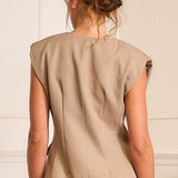 Double-Breasted Tailored V-Neck Vest & Pleated Wide-Leg Tailored Pants (VEST ONLY)