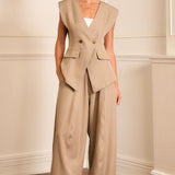 Pleated Wide-Leg Tailored Pants (PANTS ONLY)