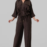 Utility Zip-Front Top & Wide-Leg Set