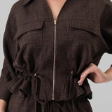 Utility Zip-Front Top & Wide-Leg Set