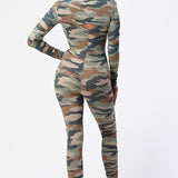 Camo Long Sleeve Top & Jumpsuit Set
