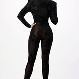 Velvet Burnout Mesh Jumpsuit