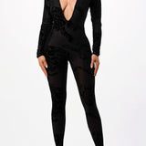 Velvet Burnout Mesh Jumpsuit