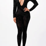 Velvet Burnout Mesh Jumpsuit