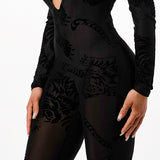 Velvet Burnout Mesh Jumpsuit