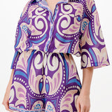 linen half sleeve button down romper