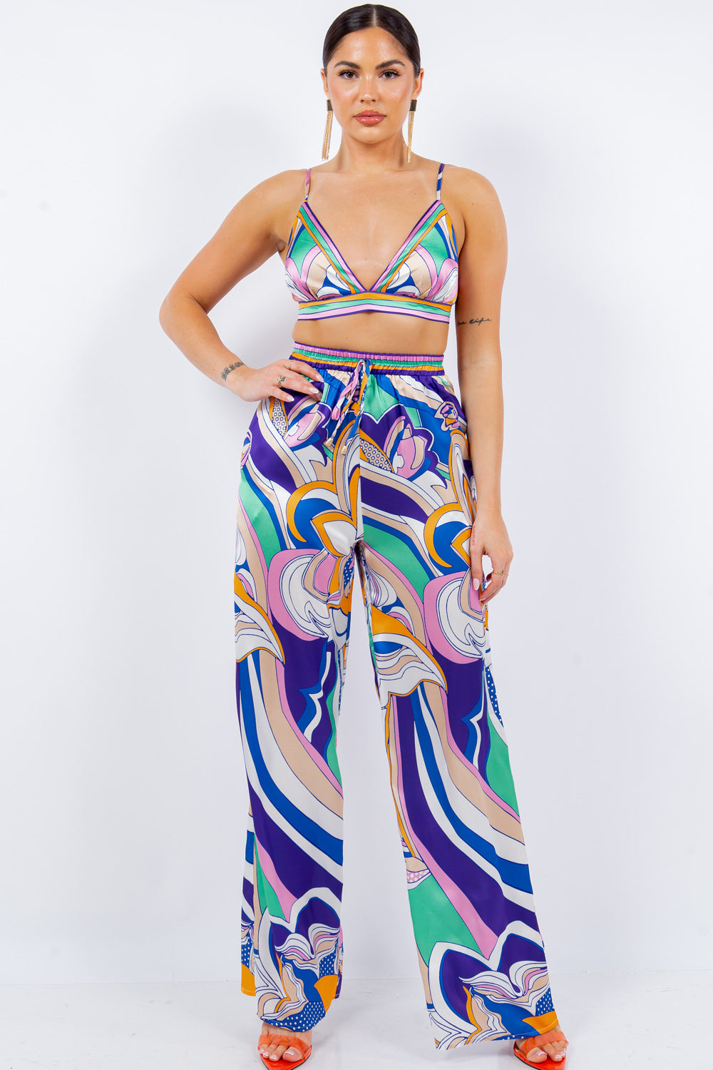Bra Top & Wide Leg Pants Set