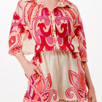 linen half sleeve button down romper