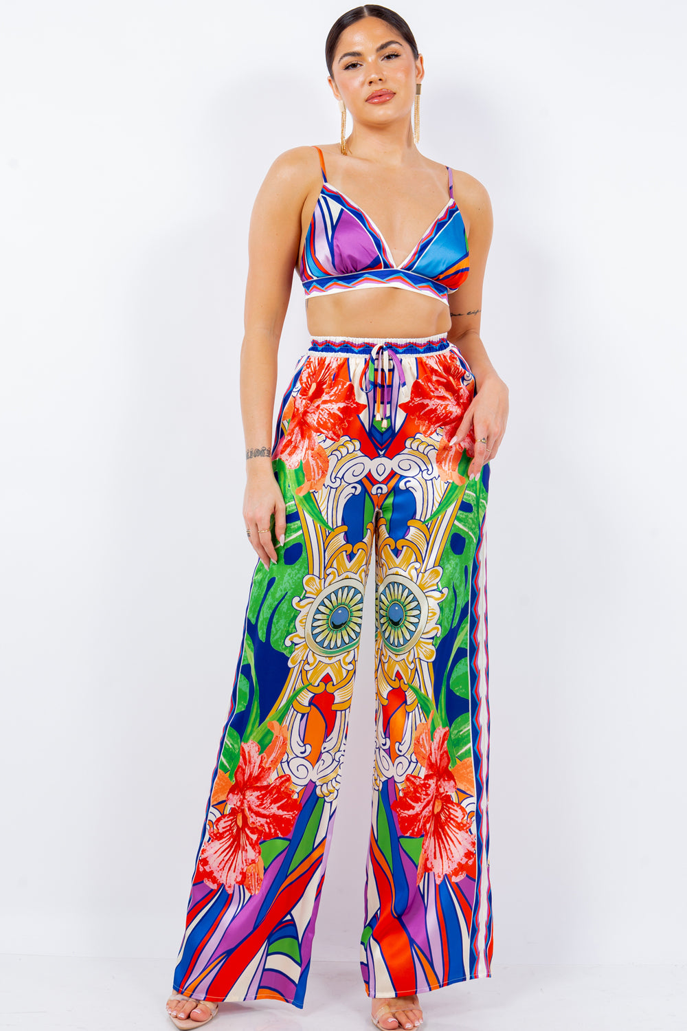 Bra Top & Wide Leg Pants Set