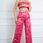 cropped bandeau top and wide pants set