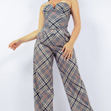 Plaid Bustier Top & Pleated Wide Pants Set