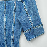 Denim Effect Half Sleeve Wide Leg Jumpsuit