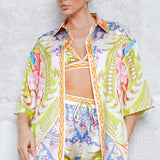 Oversize Half Sleeve Satin Shirt