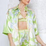 Oversize Half Sleeve Satin Shirt