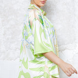 Oversize Half Sleeve Satin Shirt