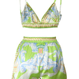 Satin Bra Top & Short Pants Set