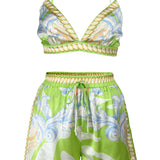 Satin Bra Top & Short Pants Set