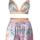 Satin Bra Top & Short Pants Set