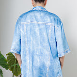 Denim Print Half Sleeve Satin Shirt