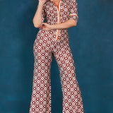 Half Sleeve Wide Leg Jumpsuit