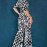 Half Sleeve Wide Leg Jumpsuit