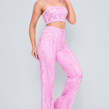 Denim Effect Crop Top & Wide Pants Set