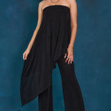 Solid Draped Strapless Jumpsuit