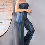 Denim Effect Tube Style Jumpsuit
