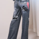 Graffiti Denim Wide Pants (PANTS ONLY)