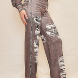 Denim Effect Wide Pants (PANTS ONLY)