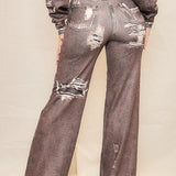 Denim Effect Wide Pants (PANTS ONLY)