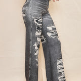 Denim Effect Wide Pants (PANTS ONLY)