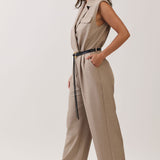 Sleeveless Tailored Jumpsuit with Belt
