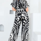 Satin Short Sleeve Wide Leg Jumpsuit