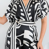 Satin Short Sleeve Wide Leg Jumpsuit