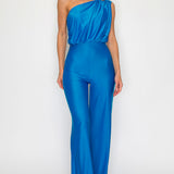 One Shoulder Shirring Jumpsuit