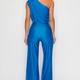 One Shoulder Shirring Jumpsuit