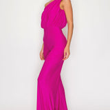 One Shoulder Shirring Jumpsuit