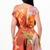 Multi-Colored Draped Asymmetrical Shoulder Romper