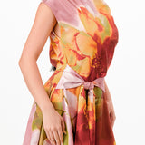 Multi-Colored Draped Asymmetrical Shoulder Romper