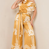 Draped Asymmetrical Shoulder Wide Leg Jumpsuit