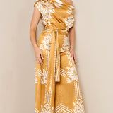 Draped Asymmetrical Shoulder Wide Leg Jumpsuit