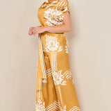 Draped Asymmetrical Shoulder Wide Leg Jumpsuit