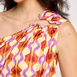 One Shoulder Shirring Jumpsuit