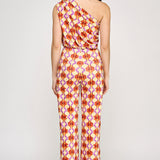 One Shoulder Shirring Jumpsuit