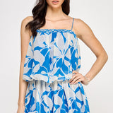 Floral Bubble Chiffon Sleeveless Romper