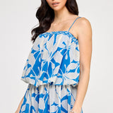 Floral Bubble Chiffon Sleeveless Romper